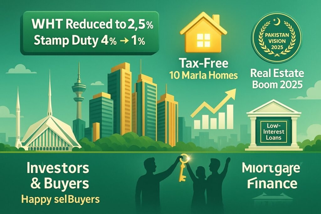 Pakistan Budget 2025–26 chart showing tax cuts, incentives, and real estate market trends