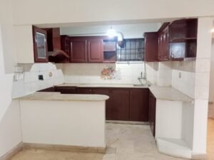 Interior of 2-bedroom apartment with marble flooring