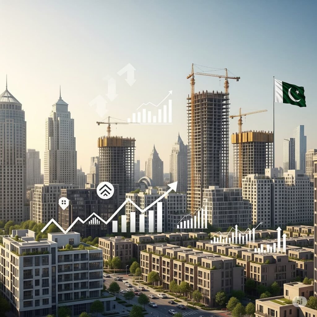 Pakistan Budget 2025–26 chart showing tax cuts, incentives, and real estate market trends