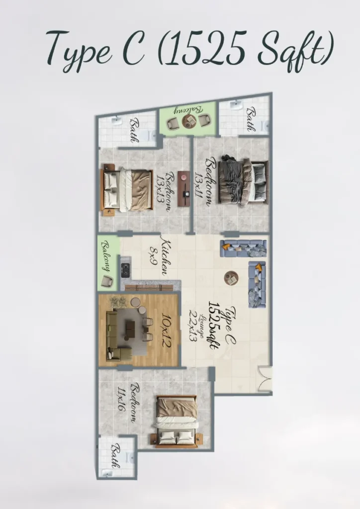 ANUM RESIDENCY PHASE II BROCHURE 
1525 sqft