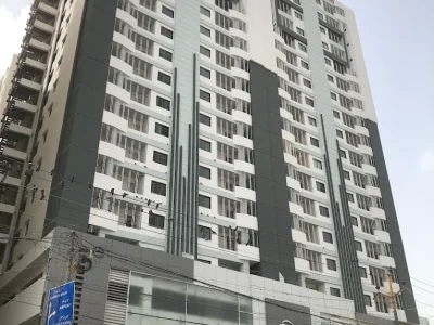 Front view of 3-bedroom apartment in Defense Skyline, Defence View Karachi with lift and car parking