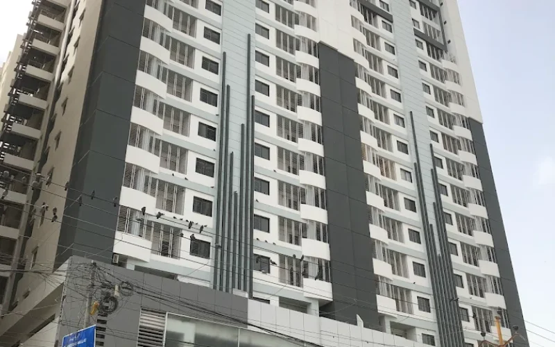 Front view of 3-bedroom apartment in Defense Skyline, Defence View Karachi with lift and car parking