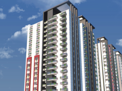 Create a premium, ultra-realistic 16:9 featured image for UR Property showcasing Grey Crest Tower, Karachi. Display a modern high-rise residential tower with elegant glass architecture, landscaped entrance, rooftop garden, luxury lifestyle, families walking, soft golden-hour lighting, and a clean urban skyline. Add subtle branding with the UR Property logo in the top-right corner and the headline "Grey Crest Tower – Luxury Apartments on 48-Month Installments" using modern gold and white typography. The design should feel luxurious, trustworthy, and optimized for a real estate blog.
