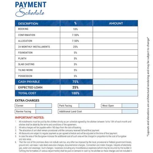 Hampstead Villas-Payment Schedule