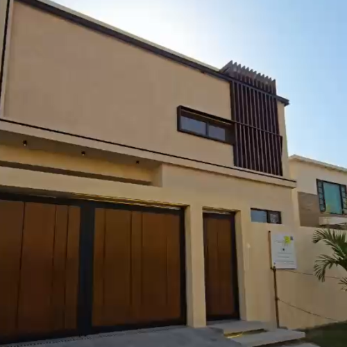 Front view of 500 yard bungalow in DHA Phase 6 Karachi