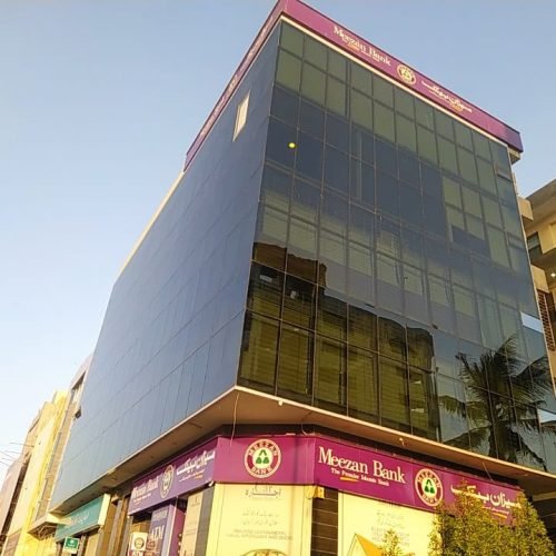 Exterior view of brand new office building at Khayaban-e-Shamsheer Saba Commercial